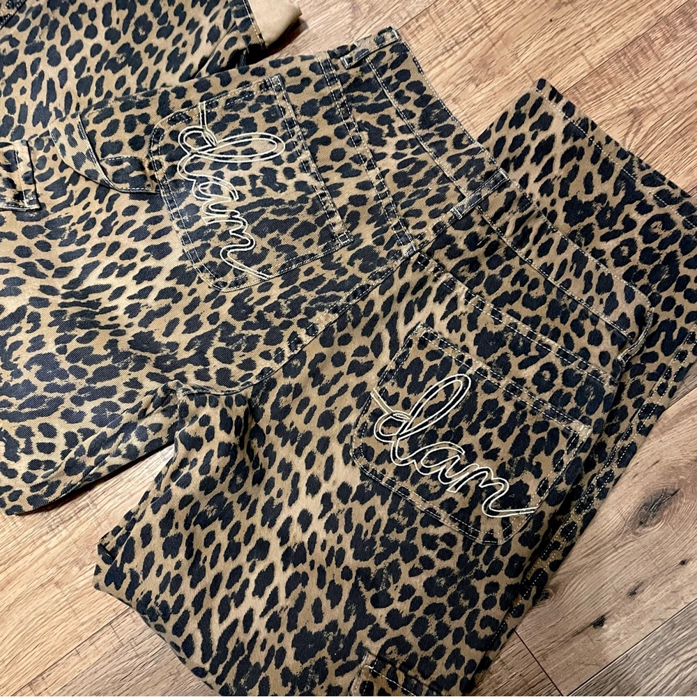 NWT Revolve Dio Cargo Jeans Leopard Damson Madder Leopard Print Pants UK 10 US 6 - Picture 9 of 12
